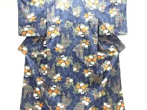 花模様織り出し十日町紬着物